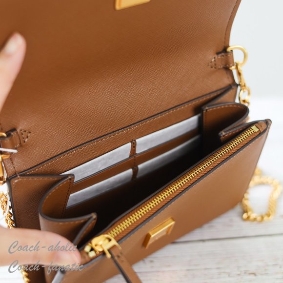 NWT Tory Burch Emerson Chain Wallet Leather Crossbody in Moose - Picture 11 of 14